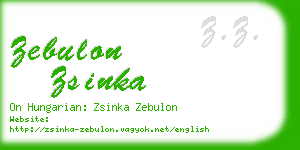 zebulon zsinka business card